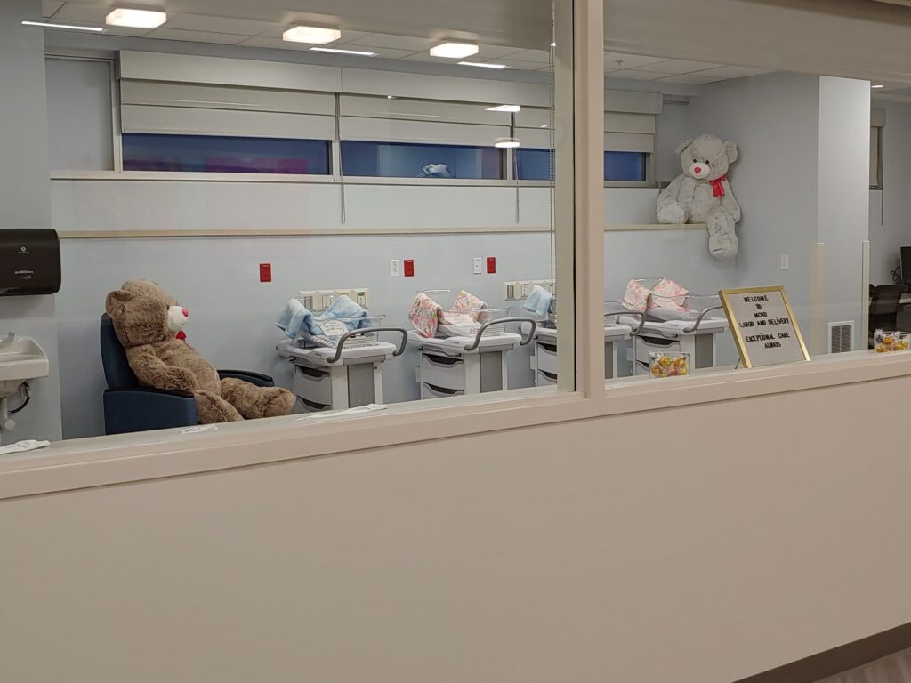 A photo of the newborn nursery at MCHD