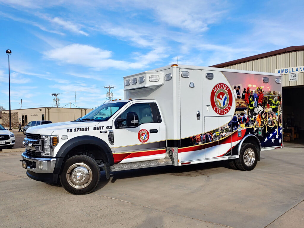 A photo of the newest MCHD ambulance