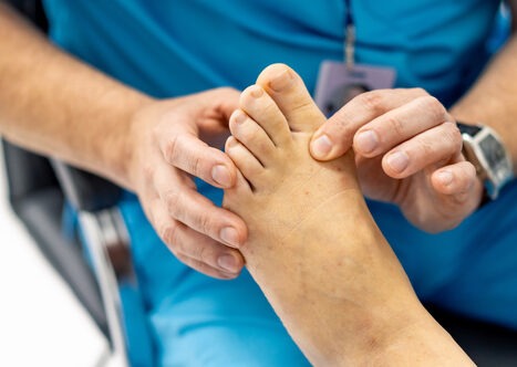 A Patient receiving a podiatric treatment.