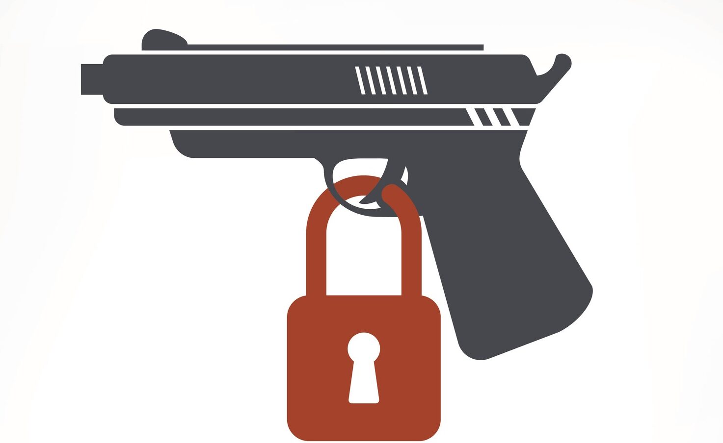 Handgun illustration with padlock locking the trigger