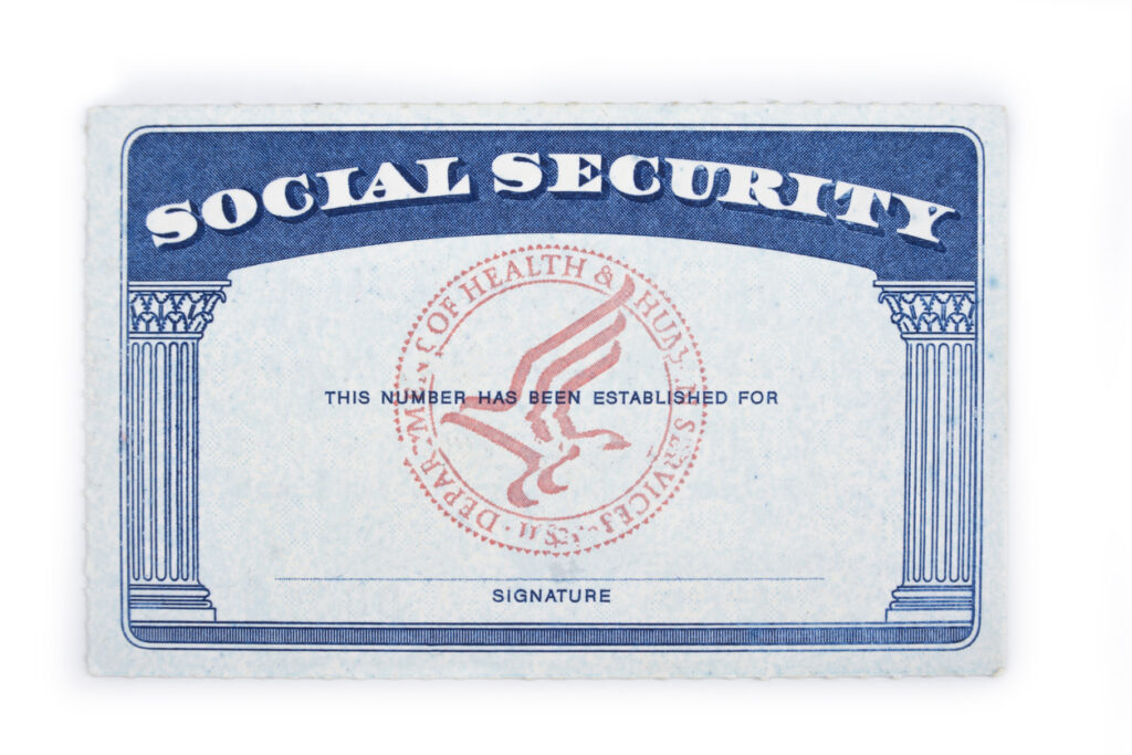 A rendering of a blank social security card