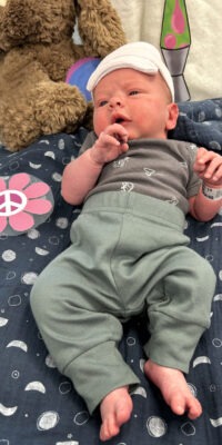 A photograph of a newborn baby