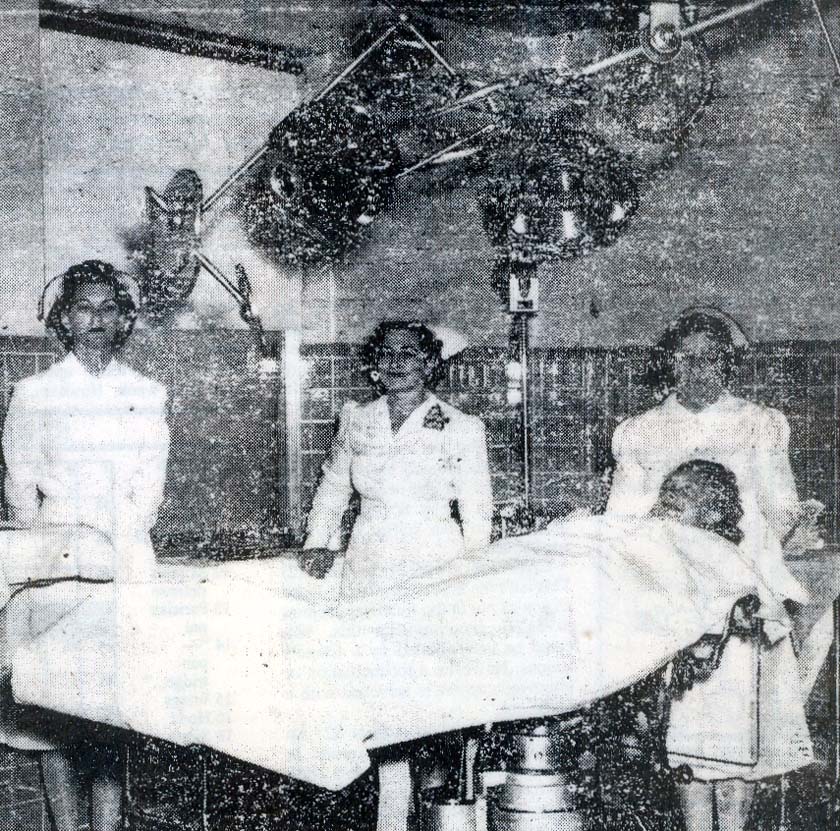 A photo taken in 1948 of the Memorial Hospital surgery suite.